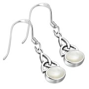 Mother of Pearl Celtic Trinity Knot Silver Earrings - e391h